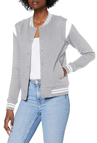 Urban Classics Damen Organic Inset College Sweat Jacket voor Dames Jacken, Grey/White, S EU