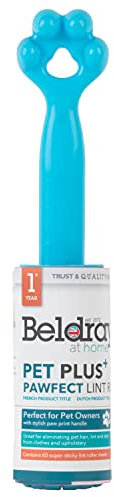 Beldray LA072658EU Plus Lint Roller, 60 Pre-Cut Easy Peel Sticky Sheets Per Roll, Easily Removes Pet Hair & Fluff, Perfect for Clothes, Bedding, Car Seats & Upholstery, Blue, Single