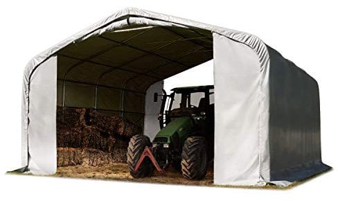 Weideunterstand 6x6m PVC Plane 850N wetterfester Unterstand Lagerzelt grau für Betonuntergrund