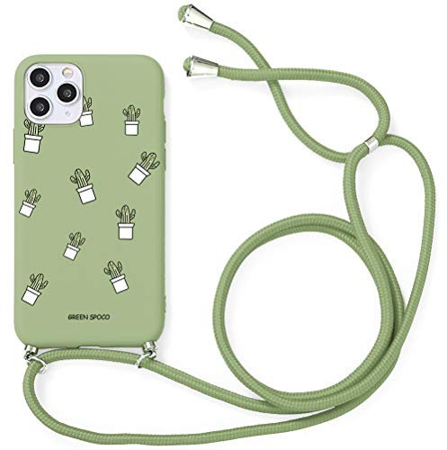 Yoedge Funda con Cuerda para Xiaomi Poco X3 NFC-6.67, Funda de Silicona Antideslizante Suave TPU para Teléfono Móvil con Colgante Ajustable Collar Correa para el Cuello Cadena Cuerda, Cactus