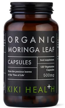 KIKI Health - Organic Moringa Leaf Capsules 500mg - Made from 100% Organic Moringa - No Artificial Colours, Preservatives, Sweeteners or Fillers - Suitable for Vegans - 120 Capsules