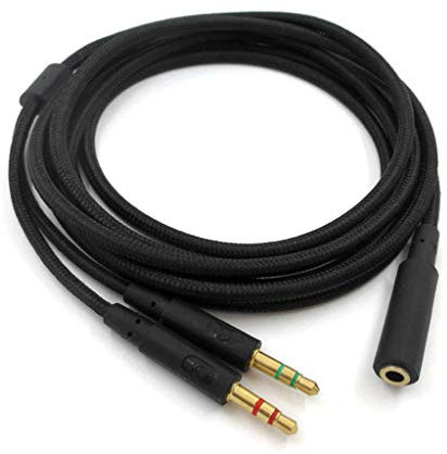 KERDEJAR 2020 Nouveau Remplacement 3,5 mm Universel 2 en 1 Casque de Jeu Audio-câble d'extension pour HyperX Cloud II/Alpha- / Cloud Flight/Core Casque pour Ordinateur