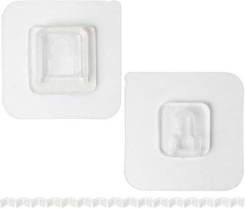 Transparente Klebehaken, 16 Paare, zwei teiliger Multifunktionshaken, 60 x 60 mm Klebefläche, Wandhaken zum Kleben in Bad, Küche, Wandbefestigung kleben, Duschablage Befestigungshaken, Mehrzweckhaken