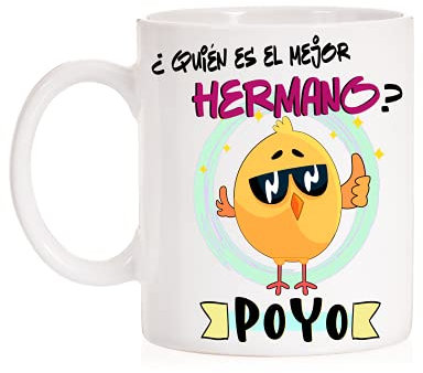 FUNNY CUP Taza ¿ Quién es el mejor hermano ? Po Yo. Taza divertida del pollo para regalo de hermanos