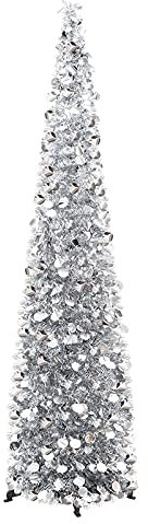 HJHIWE Árbol de Navidad artificial plegable con soporte, árbol de Navidad espumoso brillante, fácil de montar, árboles de Navidad para vacaciones, carnaval, fiesta, decoración interior y exterior