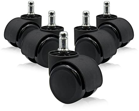 OFITURIA Set of 5 Swivel Rubber Wheels for Office and Gaming Chairs. Wheels for All Floor Types. Resistant to 150 kg. Size 11 mm Diameter (1 Set)