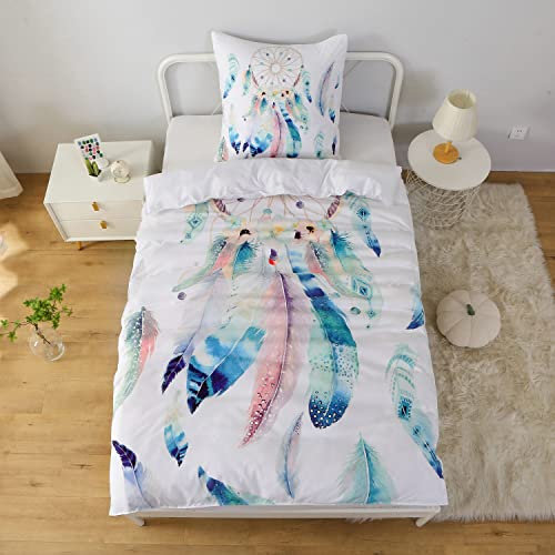 MUSOLEI Traumfänger Bettwäsche 135x200 Mädchen Mikrofaser-Polyester 3D Druck Traumfänger Bettbezug 135x200cm mit 1 Kissenbezug 80X80cm süße Dekoration Bettwäsche Set