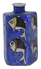 Shahidi Bouteille Pentagonal Poissons Bleu H 14 cm