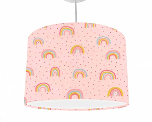 Leo & Cal, Pink And Gold Rainbow Drum Lampshade, Choice of 20cm to 40cm Diameter, Girl Bedroom Accessories, Pastel Play Room, Boho Style Decor, Kids Ceiling Light, Table Lamp Shade