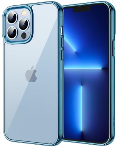 JETech Hülle für iPhone 13 Pro 6,1 Zoll, Nie Vergilbung Stoßfeste Stoßstange handyhülle, Anti-Kratzt Transparent Rückseite (Navy Blau)
