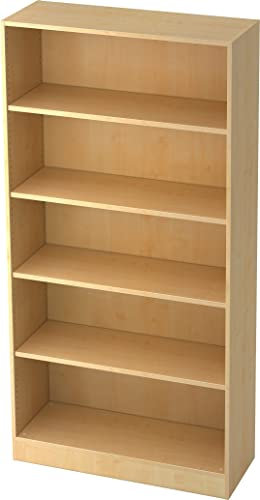 bümö Office Regal Ahorn, Standregal Holz - Aktenregal für Ordner & Bücher, Bücherregal 100 cm breit, 5 OH Regal Wand, Büroregal, Holzregal, Ordnerregal, Buchregal, Wandregal, Büromöbel