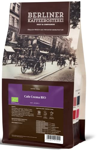 Berliner Kaffeerösterei - Café Creme BIO (1000g / ganze Bohne), Röstgrad Kaffee: dunkel, 100% Arabica Bohnen, Aromaprofil: Nussig/Schokoladig…