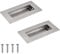 MOROBOR Brushed Nickel Flush Pull, 2Pcs Stainless Steel Rectangle Side Hole Flush Embedded Sliding Door Handle with Hidden Screws for Drawer Cupboard Wardrobe
