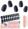 EBANKU 20PCS Navy Blue Gel Nail Strips - Long Lasting UV Stickers With Nail File & Wooden Stick for Women Manicure