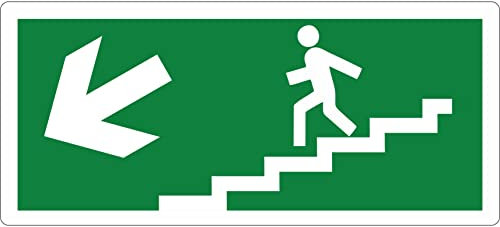 pubblimania Uscita di Emergenza PVC Adesivo Resistente per Esterno e Interno (Cm 29x13) (Scale Freccia Sinistra Exit)
