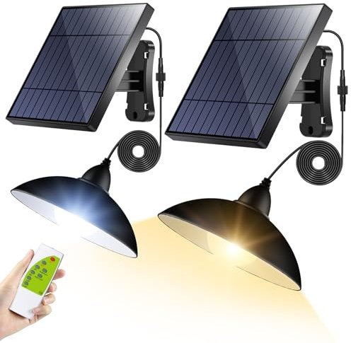 INTELAMP Solar Hängelampe, Solarlampen für Außen Hängend mit Fernbedienung, Outdoor Lampe Wasserdichte Hängelampen für Garten Terrasse Balkon Pavillon IP65