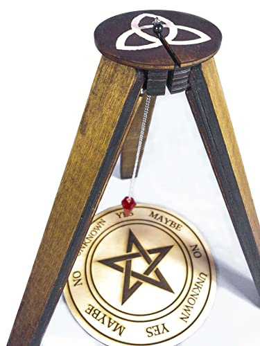 Trinqueta Tripod Wooden Pendulum Stand, Dowsing Pendulum Holder for 10 Pendulum Board, Dowsing Machine, Divination Tool, Witchcraft Wiccan Witch Altar Supplies Decor (Tripod)