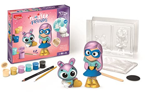 Maped CREATIV - Gipsfiguren Bastel- und Mal-Set PLASTER FRIENDS - inkl Gips und 2x Formen zum Gießen von Superheld & Maskottchen, weiß
