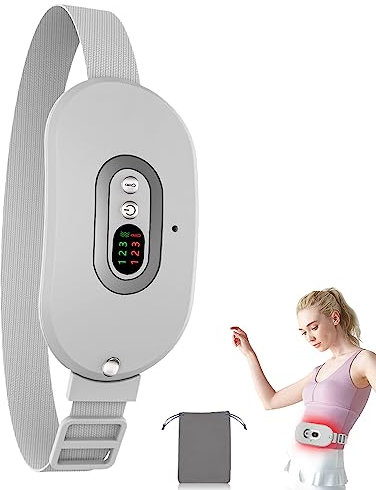 Elektrisches Menstruations Wärmegürtel-OVIFM Perioden Wärmegürtel mit Massage,Heizkissen Kabellos mit 3 Heizmodi,Heating Pad Period zur Schmerzlinderung während der Rücken, unterleib/Magen Grau