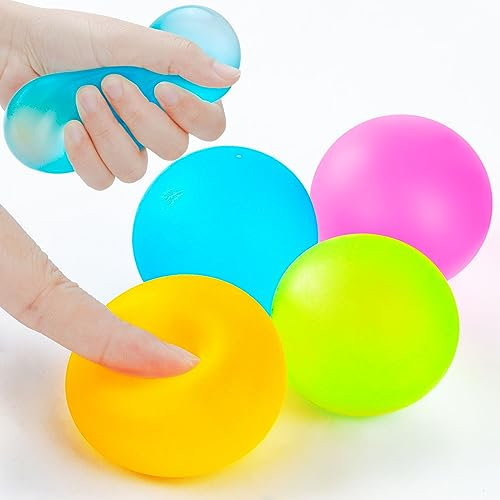 Ainiv 4 Stück Antistressball, Anti Stress Ball Fidget Fun Toy, Massagebälle Handtrainer, Angst abbauen und Beruhigung Sensorische ADHD Spielzeug Geschenk, Wurfball Spielzeug für Kinder und Erwachsene