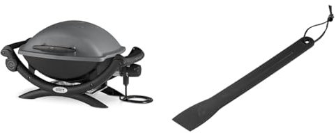 Weber Q1400 Elektrogrill, 43 x 32 cm, Dunkelgrau (52020079) & 6201 Grill-Schaber, Reinigungsspachtel, Q-Serie