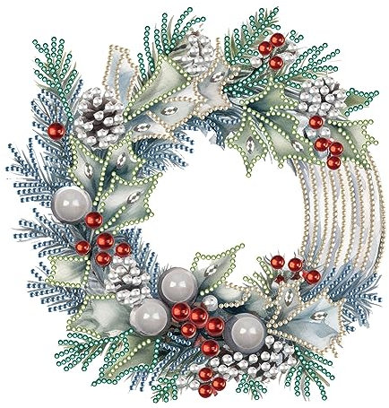 Weihnachtskranz Diamond Painting Bilder Weihnachtsgirlande Diamant Malerei Weihnachten Türkranz, Teilweise speziell Bohr Weihnachten Deko 30x30cm (15)