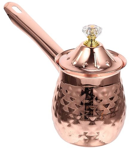 Amosfun Stainless Steel Coffee Carafe Turkish Coffee Pot Stainless Steel Coffee Maker with Handle and Lid Coffee Butter Warmer Milk Pot for Home Kitchen 600ml Rose Gold Coffee Urns