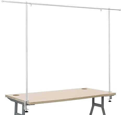 Holdfiturn Tall Over Table Rod Stand with Clamps - Adjustable 135-250cm Metal Table Arch Stand Table Clamp Stand Hanging Rail - Party Stands for Decorations, Wedding Anniversary White