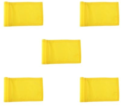 5 set of Solid Color Golf Pin Flag, 9.65 L X 5.9 H, Putting Flags For Yard Yellow, 15x24.5 cm