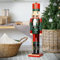 ECD Germany Schiaccianoci Soldato Figura Tradizionale Natalizia Altezza 50 cm con Cappello Rosso e Sciabola in Legno Soldatino Unico Ornamento Decorazione di Natale Casa Scrivania Decoro da Collezione