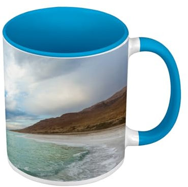 Mug de Couleur Qualité Premium Bleu - Plage de Sable Blanc Mer Turquoise Paysage - Tasse avec anse et intérieur de couleur