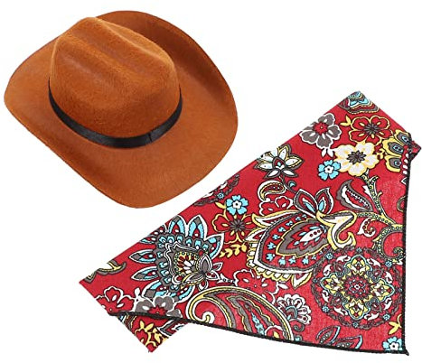 NOLITOY 2stücke Haustier Cowboyhut Und Hundebandana Verstellbare Mütze Und Halstuch Für Hunde Und Katzen Für Partys Fotoshootings Und Besondere Anlässe