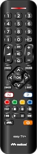 Meliconi Telecomando Easy Tv+ Universale, Telecomando per Smart TV con Tastiera Completa, Funzione Learn, Modalità Bambino e Freeze, Supporto Web, Assistenza Telefonica, Compatibilità Universale