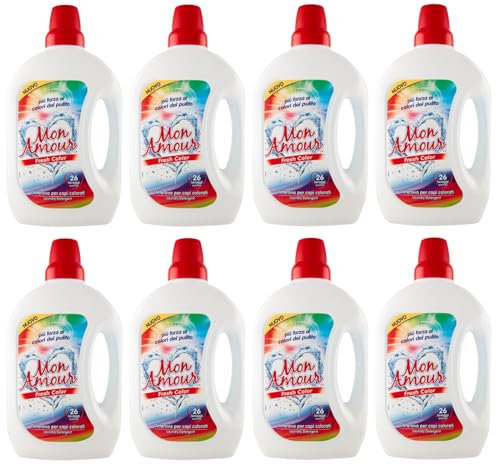 8er-Pack FELCE AZZURRA Mon Amour Fresh Color Detersivo, Flüssigwaschmittel für Farbige Kleidung 26 Wäschen 1,560L