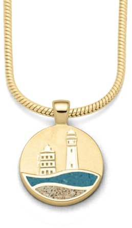 DUR Schmuck: Anhänger Strandwellen Kap Arkona 15 mm, Strandsand/Steinsand blau, vergoldet, P4575