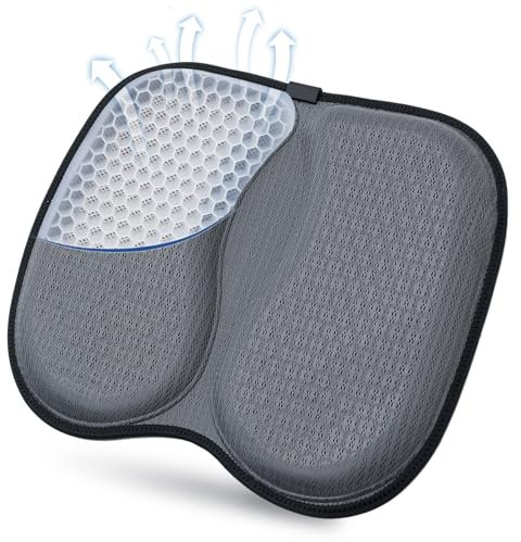 AP1US Gel Sitzkissen - Orthopädisch mit Atmungsaktive Gelkissen - Ergonomisches Design - Gelkissen Sitzkissen für Bürostuhl, Rollstuhl, Auto（Grey） (grau)