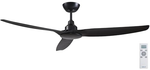 Fanelite - Brasseur d'air 132 cm noir FANDC52N-BK - Moteur DC 18W - Télécommande - 3 pales - Très silencieux