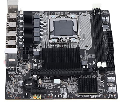 Yctze X58 Gaming-Motherboard, 2 DDR3 DIMM LGA 1366 Pins, Unterstützt ECC-Speicher, USB2.0- und -Anschluss, Inklusive Einem 8-Pin- und Einem 24-Pin-Stromanschluss