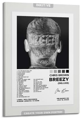 MUHDENG Chris Brown Poster, Raumdekoration, künstlerisches Poster für Schlafzimmer, Wohnzimmer, Wände, ästhetisches Poster, 40 x 60 cm, Rahmenstil