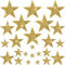 24 Stück goldene Stern-Aufnäher, Glitzerstern-Aufnäher, selbstklebende Applikation, Heißkleber, Strass-Sterne für Kleidung, Jeans, Taschen, Hüte, Reparatur-Dekoration (4 Größen)