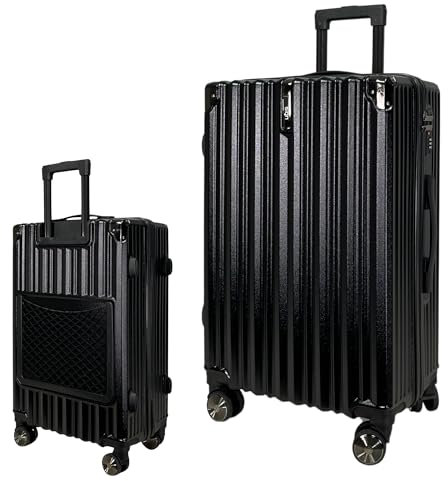 SIGN Hartschalenkoffer ReisetascheTrolley ABS Reisekoffer 360° Doppelrollen Zahlenschloss Modernes Design (Beautycase-Handgepäck-Mittel-Groß-Set) (Schwarz, Großer Koffer (75cm))