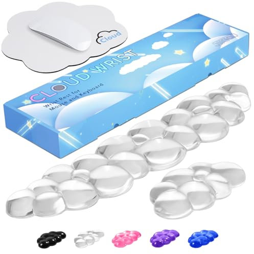 JIKIOU Repose-poignet en forme de nuage pour clavier d'ordinateur, repose-poignet avec base antidérapante, repose-poignet ergonomique en gel pour clavier et souris, soulagement de la douleur, bureau