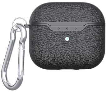 PLXBYC Funda para AirPods 4 para niños y niñas, potente protección contra caídas, estilo fibra de carbono, piel vegana para AirPods de 4ª generación (2024)