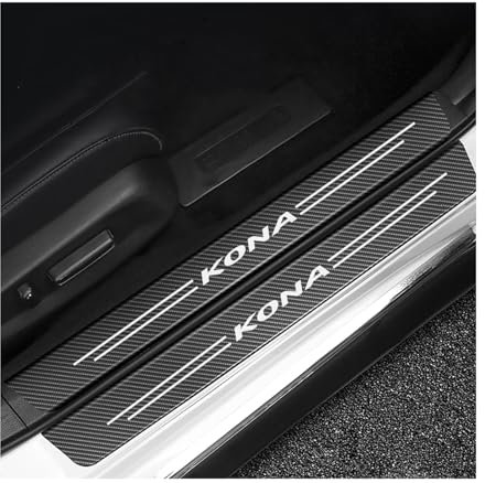 Generisch 4 Stücke Auto Pedal Einstiegsleisten Protector für Hyundai KONA, Car Kohlefaser Türschweller Schutz Aufkleber Schritt Platte Abdeckung