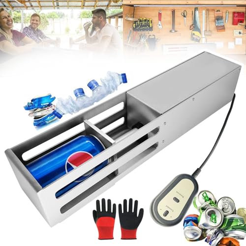 Hoiaost Electric Can Crusher, Portable Water Bottle Recycling Compressor, wear gloves, Used To Recycle 160-500ml Cans, 250-350ml Plastic Water Bottles,Silver