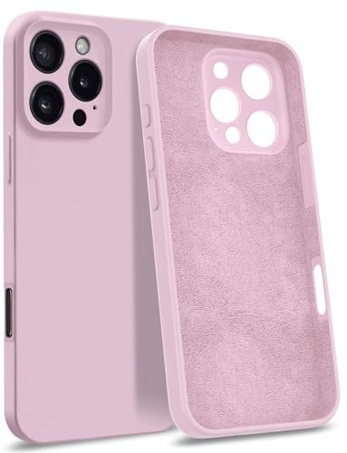 MyGadget Custodia in Silicone compatibile con iPhone 16 Pro Max [Quadrupla Protezione] - Case Rigido con Fodera in Microfibra - Cover Rosa