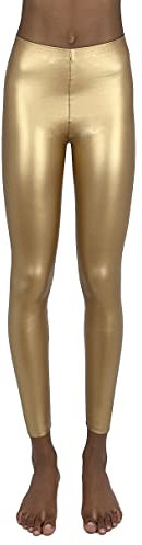 JOPHY & CO. Legging Femme bi-élastique en Simili Cuir, Couleurs Mates (cod. 9806), Or, L