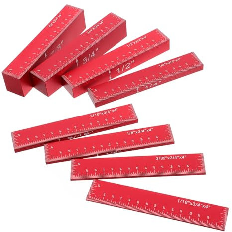 HOMSFOU 8pcs Table Saw Measuring Block Setup Accessories Height Blocks Setup Blocks for Height Aluminum Block Height Gauge Blocks Setup Blocks Woodworking Step Gauge Red Aluminum Alloy