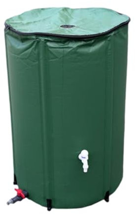 Milageto Barile per Pioggia Pieghevole, barile per la Raccolta dell'Acqua piovana, Portatile con Kit di Troppo Pieno, Contenitore di Raccolta dell'Acqua, 50 L