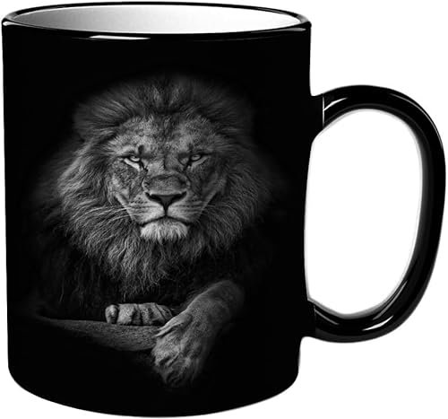 KDWJS Tazza in ceramica originale,bianco,11 once di tazze 330 ml tazza grande,tazza divertente - decora la tua tazza,Il Re Leone in bianco e nero